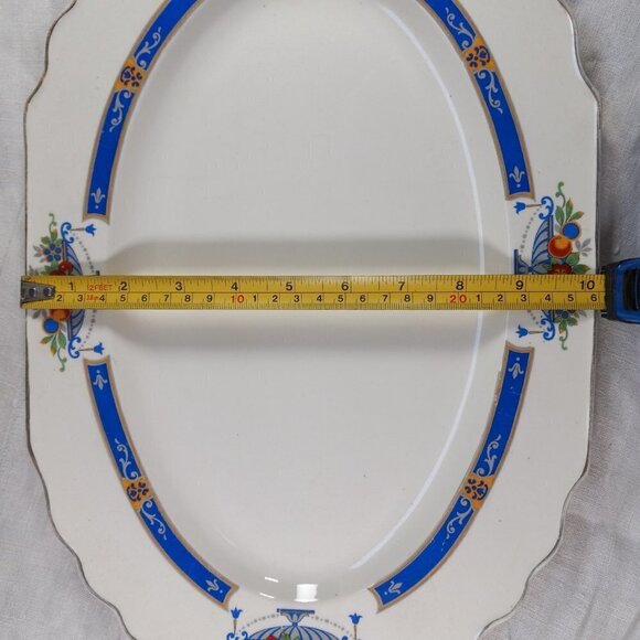 Myott Platter 14" MYO100 Fruit in Urn Blue Band Scalloped Staffordshire England - Picture 5 of 11